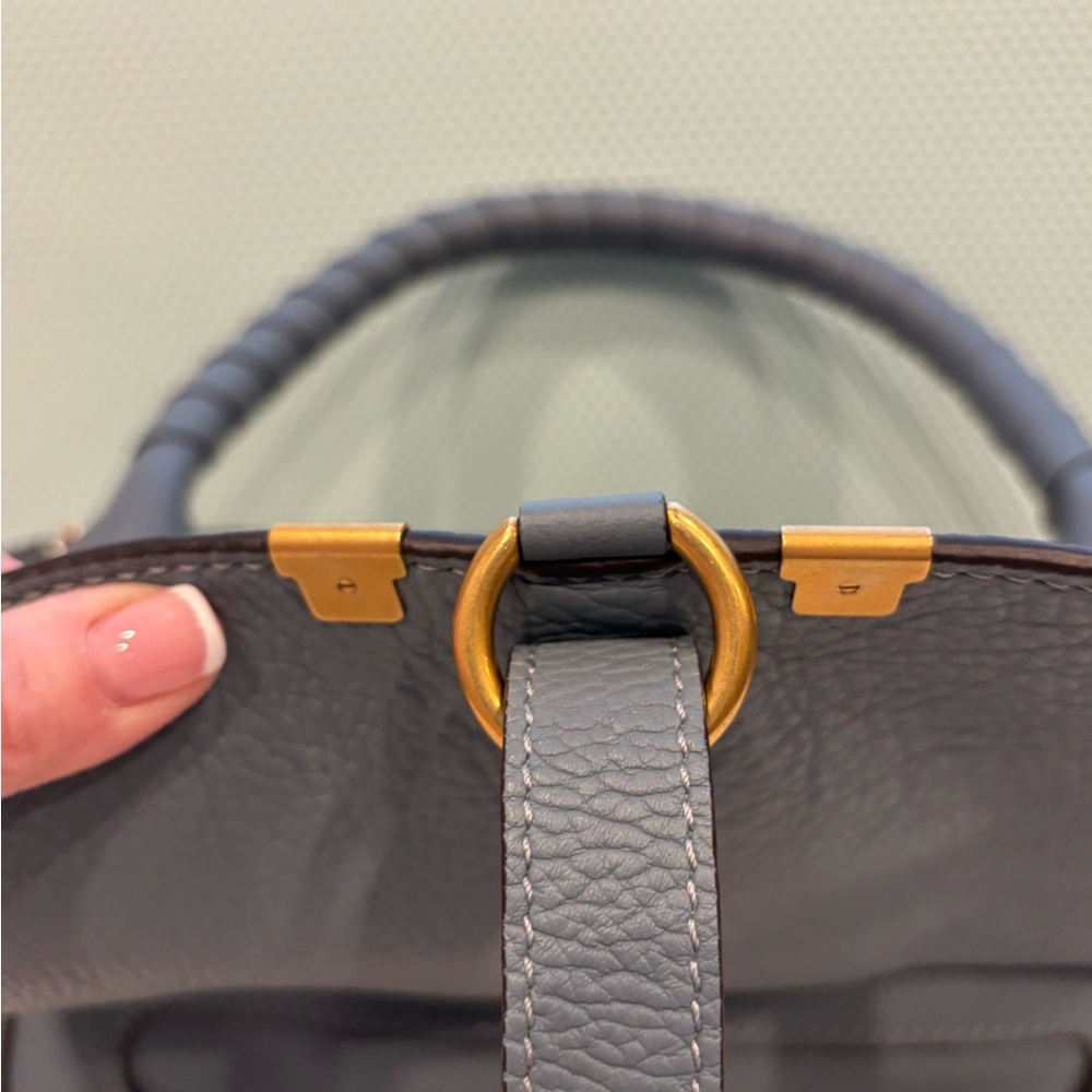 Chloe Marcie Leather Satchel Cloud Blue - Picture 7 of 13